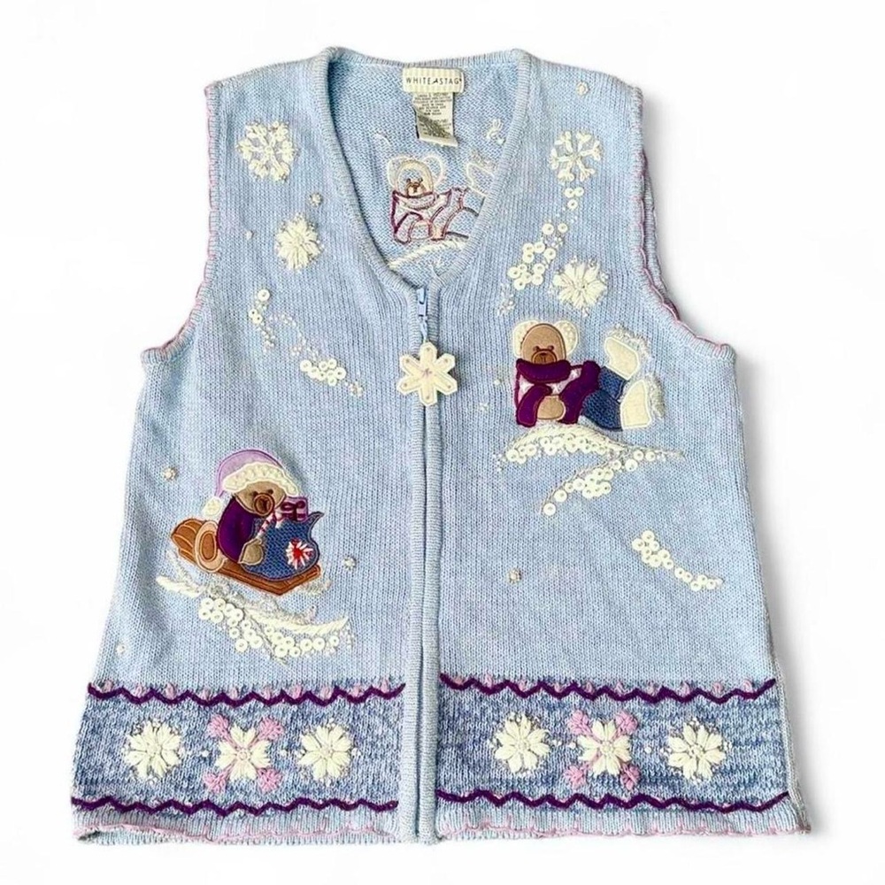 Vintage Christmas Bear Sweater Vest